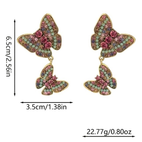 ✨Betsey Johnson Yara Rhinestone Butterfly Earrings - Picture 6 of 9